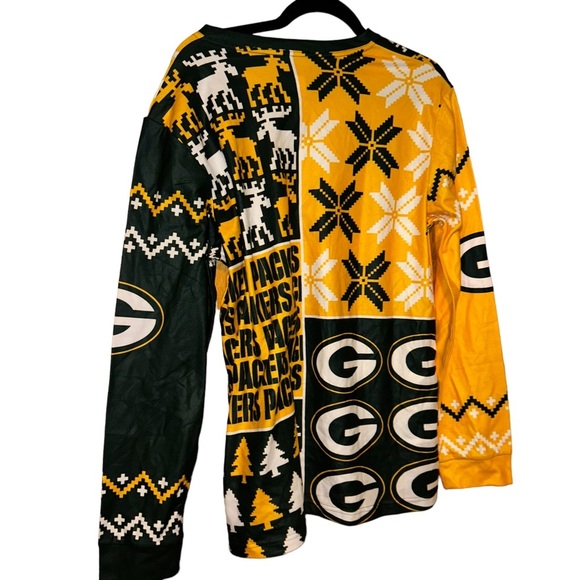 Nfl Green Bay packers holiday pajamas ugly sweater Christmas pjs M set - Picture 3 of 6